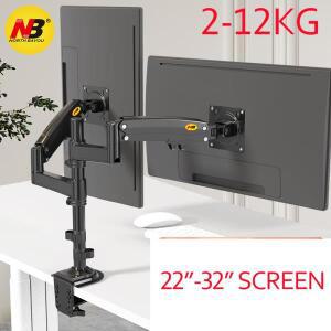 NB H180 17-27 22-32더블 모니터 데스크 홀더 암 가스 스프링 풀 모션 LCD TV 마운트 2-9kg 2-12kg 듀얼 클
