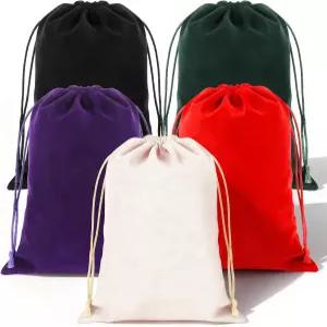 QfwdfcTrenz 5개 소프트 벨벳 선물 파우치 작은 드로스트링 백 주사위 크리스마스 결혼식 파티 사탕 가방용