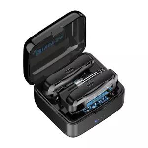 24G 무선 기타 시스템 충전 구획 오디오 4 채널이 된 충전식 휴대용 송신기 수신기 세트