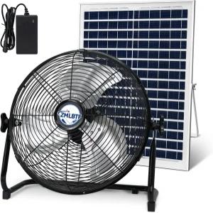 ZTF 14인치 태양광 팬 20W 패널이 장착된 휴대용 캠핑 12단 속도의 충전식 배터리 구동 야외 여행 온실