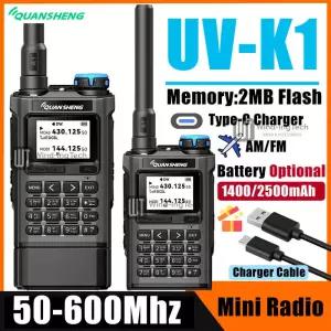 콴셩 UVK 미니 무전기 2MB 메모리 타입C 충전기 400/2500mAh AM/FM 멀티밴드 송수신기 장거리 K6 사냥용