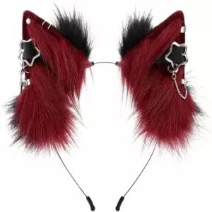 MAU ZONS 수제 고양이 귀 머리띠 조절 가능한 동물 털 늑대 프레 크리스마스용