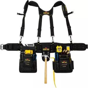 MagnoGrip 20포켓 빌더 공구용 릭 및 자석 수납공간 튼튼한 1680D 폴리에스터 벨트 패딩 처리된 멜빵 리벳