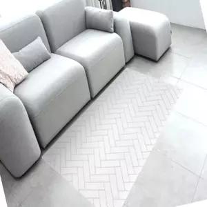 잘라쓰는 발코니매트 100X200CM 화이트헤링본 생활편의용품 롤타입바닥재 논슬립바닥재