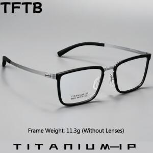 TFTB 신제품 고품질 세미 남성용 티타늄 합금 안경 초경량 레트로 스퀘어 빅 사이즈 푹신한 프레임 C8805T