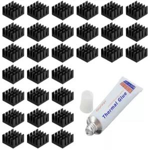 이지카고 30pcs 14mm 히트싱크 열전도성 포함 냉각기 GPU 칩을 위한 블랙 양극 산화 알루미늄 VRAM VGA RAM