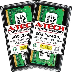 A-Tech 8GB 키트(2x4GB) DDR3/DDR3L 866MHz PC3L-4900(PC3-4900) CL3 SOM Rx8 .35V 비ECC SO-M 204핀
