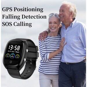 가을 감지 시계 노인 SOS 시계를위한 스마트 수석 4G Sim 전화 통화 팔찌 GPS 포지셔닝 심박수 CT30