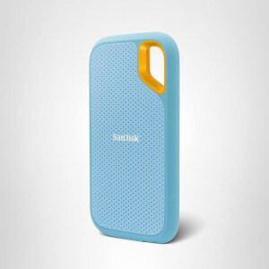 SanDisk 1TB 익스트림 휴대용 SSD - 최대 1050MB/s, USB-C, USB 3.2 2세대, IP65 방수 및 방진, 업데이트된 펌웨어, Sky Blue - 외장 솔리드 스테이트 드라이브 - SDSSDE61-1T00-G25B