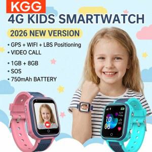 2026년형 새로운 4G 키즈 스마트워치 SOS GPS 위치추적 방수 시계 심 카드 영상 통화 카메라 어린이 (IOS 안드로이드 1G+8G 지원)