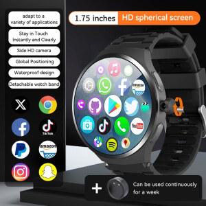 VP50 Smartwatch 5G 안드로이드 스마트 시계 1.75'' Amoled 대형 화면 1500Mah 배터리 800W 로터리 HD 카메라 GPS WIFI Google Play