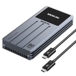 LCD 디스플레이 쿨링 팬 PCIe Gen5 M.2 인클로저와 Thunderbolt 5 /4 /3 USB4 /3.1 /3 /2와 호환되는 MOKiN 80Gbps M.2 NVMe SSD 인클로저 최대 8TB의 NVMe 2280 /2260 /2242 /2230 SSD 지원