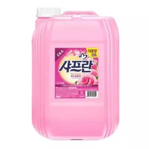 샤프란 핑크 20L 센세이션 말통 섬유유연제 로즈향 세제 모텔용 세탁소 빨래 숙박업체용