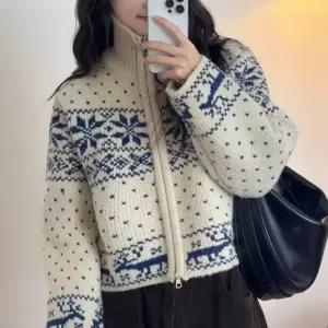 여성 투웨이 니트 집업 노르딕 크롭 가디건 아이보리 니트집업 여자 여성집업 겨울 예쁜