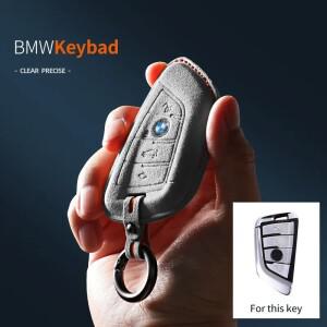 자동차 액세서리 키 케이스 커버 키체인 BMW 호환 1 3 5/7 시리즈 X2 X5 X6 용 알칸 타라 스웨이드 원격 포