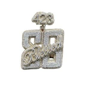 Ssjewel 풀 아이스 아웃 다이아몬드 커스텀 레터 힙합 펜던트 남성 맞춤형 이름 펜던트 3.40 Ct 원형 컷 다이아몬드 14k 옐로우 골드 마감 925 스털링 실버 참 맞춤 레터 선물