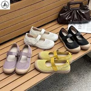 [애슬릿] 메리제인 스니커즈 메쉬 찍찍이 여름 통굽 단화 3cm