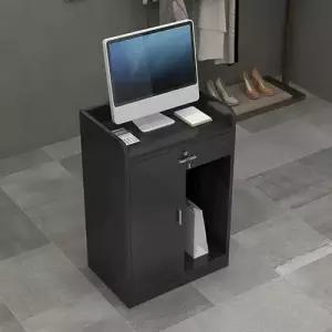 접견실 테이블 나무 카운터 데스크 앞 잠금식 서랍 접수 회사 프론트 로비 미용실 밀크 T