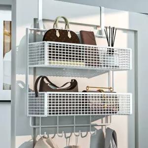 문걸이 선반 와이어 화이트 포함 수납 2단 틈새 문선반 이층