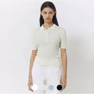 지오다노 여자 카라 단추 골지 반팔 니트 스웨터 356529 205309