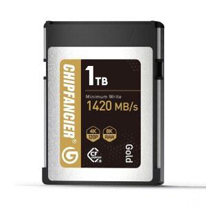 [미국배송] CHIPFANCIER CFPRESS 2.0 타입 B 968GB 메모리 카드 최대 1750MB /S 읽기 1420MB 사진작가용 니콘 D5 /D6 /Z7 /Z9 파나소닉 캐논 EOS DJ와 호환되는 WRITE-RAW 8K 비디오 녹화 GOLD