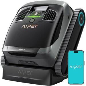 AIPER 스쿠버 X1 6600 GPH 수영장 로봇 청소기, 바닥 및 벽 청소, 무선 충전 및 이중 여과, 최대 200m^2