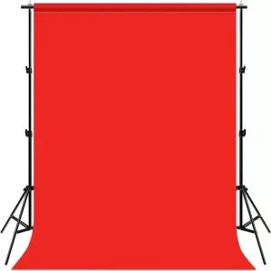 4개의 고정 클립이 있는 PULUZ 레드 스크린 배경 6.6 x 피트 사진 크로마 키 스트리밍 줌 라이브 비디오