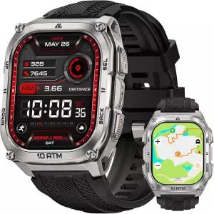 남성용 KOSPET 탱크 M4 스마트 워치 풀 스테인리스 스틸 GPS 및 오프라인 지도 10ATM 방수 45m 프리다이빙