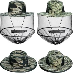 야외 원예 양봉을 위한 숨겨진 그물망이 있는 수크레인 2팩 모기 머리 모자 선 정원 벌레