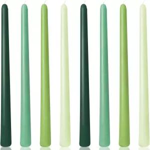 크리스마스 홈 데코레이션을 위한 12인치 그린 테이퍼 캔들 디너 파티 결혼식 홀리데이 봄을 8팩 컬러