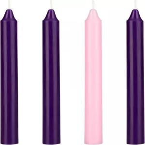 메가 캔들 4개 무향 크리스마스 어드벤트 세트 핸드 퍼드 프리미엄 왁스 스트레이트 테이퍼 8인치 x