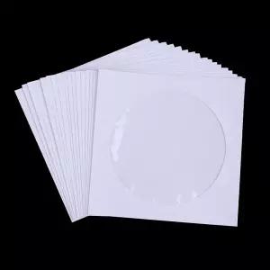 봉투 보관 투명 창 케이스 플랩 흰색 접이식 종이 가방 CD DVD 디스크 12.5cm 슬리브 10 개 50