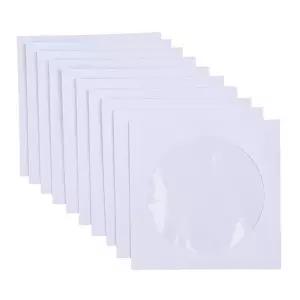 50PCS 12.5CM CD DVD 디스크 종이 슬리브 봉투 보관 투명 창 케이스 플랩 흰색 접힌
