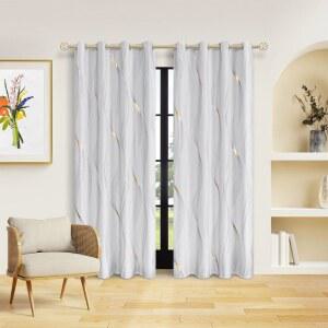 실버 웨이브 패턴 네이비 차단 스틱 52 블루 곡선 커튼에