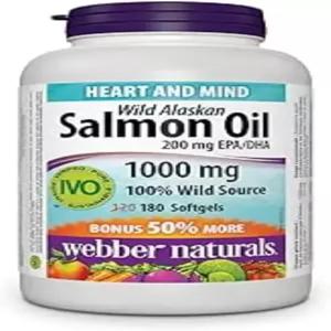 웨버 내추럴스 와일드 알래스카 연어 오일 소프트젤 200mg 180 카운트