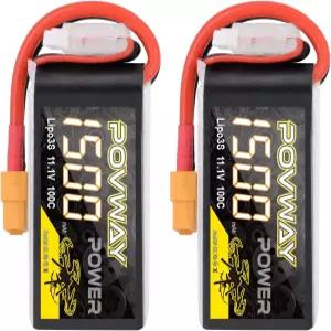 POVWAY 1500mAh 11.1V 100C 3S FPV RC 비행기 헬리콥터 드론 쿼드콥터용 리포 배터리 XT60 플러그 포함 -