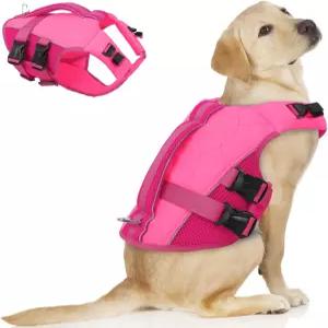 ASENKU 반려견 구명조끼 소형/중형/대형견을 위한 내구성 있는 손잡이가 하이 부력 반사 수영 조끼 -