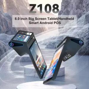 Z108 안드로이드 14 듀얼 스크린 데스크탑 태블릿 캐시 레지스터 8인치 터치 디스플레이 NFC 스캐너