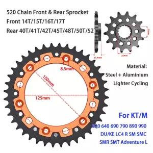KT/M 620 640 690 790 890 990 DU/KE LC4 R SM SMC 어드벤처 L용 520 14T/15T/16T/17T 프론트