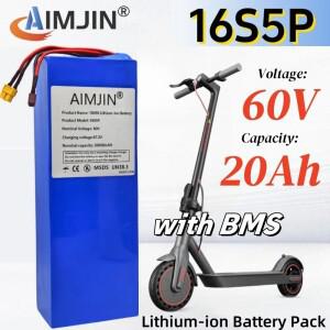 18650 충전식 리튬 이온 배터리 팩 바이크 오토바이 스쿠터 자전거용 BMS 포함 2000W 고출력 60V 16S5P 20A