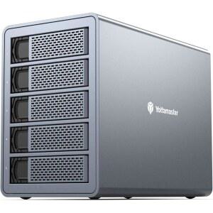 요타마스터 5 베이 RAID 하드 드라이브 인클로저, 3.5 및 2.5 인치 SATA HDD/SSD용 150W 알루미늄 USB3.0 HDD 120TB(5x24TB) 직접 연결 스토리지 DAS RAID1 / 10 JBOD CLON [FS5RU3] 지원