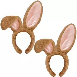 IGMaryBox 2PCS 토끼 귀 머리띠 부활절 의상 할로윈 파티 코스프레 브라운