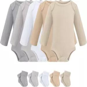 글리토퍼 5팩 프리미 긴팔 바디수트 레이엣 남성용 양말 세트 NICU 선물