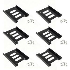 미아오위안 6PCS 2.5인치~3.5인치 SSD 브래킷, 메탈 매트 HDD 어댑터, 나사가 있는 블랙 데스크톱 하드 드라이브 장착 브래킷