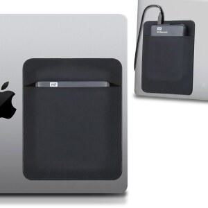 Lacdo 휴대용 외장 하드 드라이브 케이스, 노트북용 홀더, 홀더에 접착 파우치 스틱, 2.5인치 Seagate, WD, Toshiba, LaCie HDD, SSD, 케이블, 매직 마우스, 블랙 장착