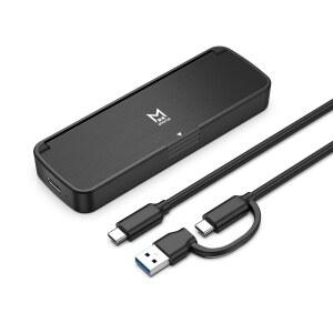 M.2 NVMe SSD 인클로저 USB 3.2 Gen 2 10Gbps, 도구 없는 외장 케이스 리더, 알루미늄 냉각, M&M+B 키 SSD와 호환, 2230 / 2242 2262 2280 (블랙) 장착