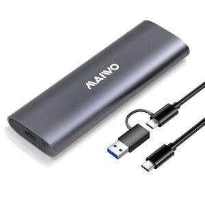 MAIWO M.2 NVMe SSD 인클로저, USB 3.1 GEN2 10Gbps 툴 프리 C to 어댑터 리더 케이스, UASP 트림 지원, 8TB 용량, 알루미늄