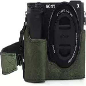 메가기어 MG1644 에버레디 정품 가죽 카메라 하프 케이스 소니 알파 A6100 A6400 - 그린
