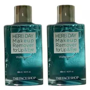수분보충 더페이스샵 허브데이 립앤아이 메이크업 리무버 워터프루프 2개세트 (130ml안티에이징 주름개선