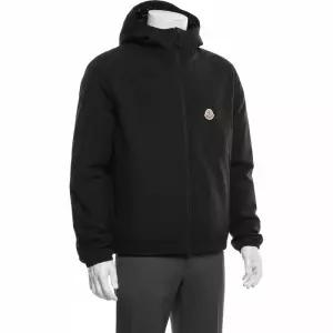 몽클레어 코나 1A00029 로고 패치 남성 후드 집업 윈드브레이커 블랙 자켓